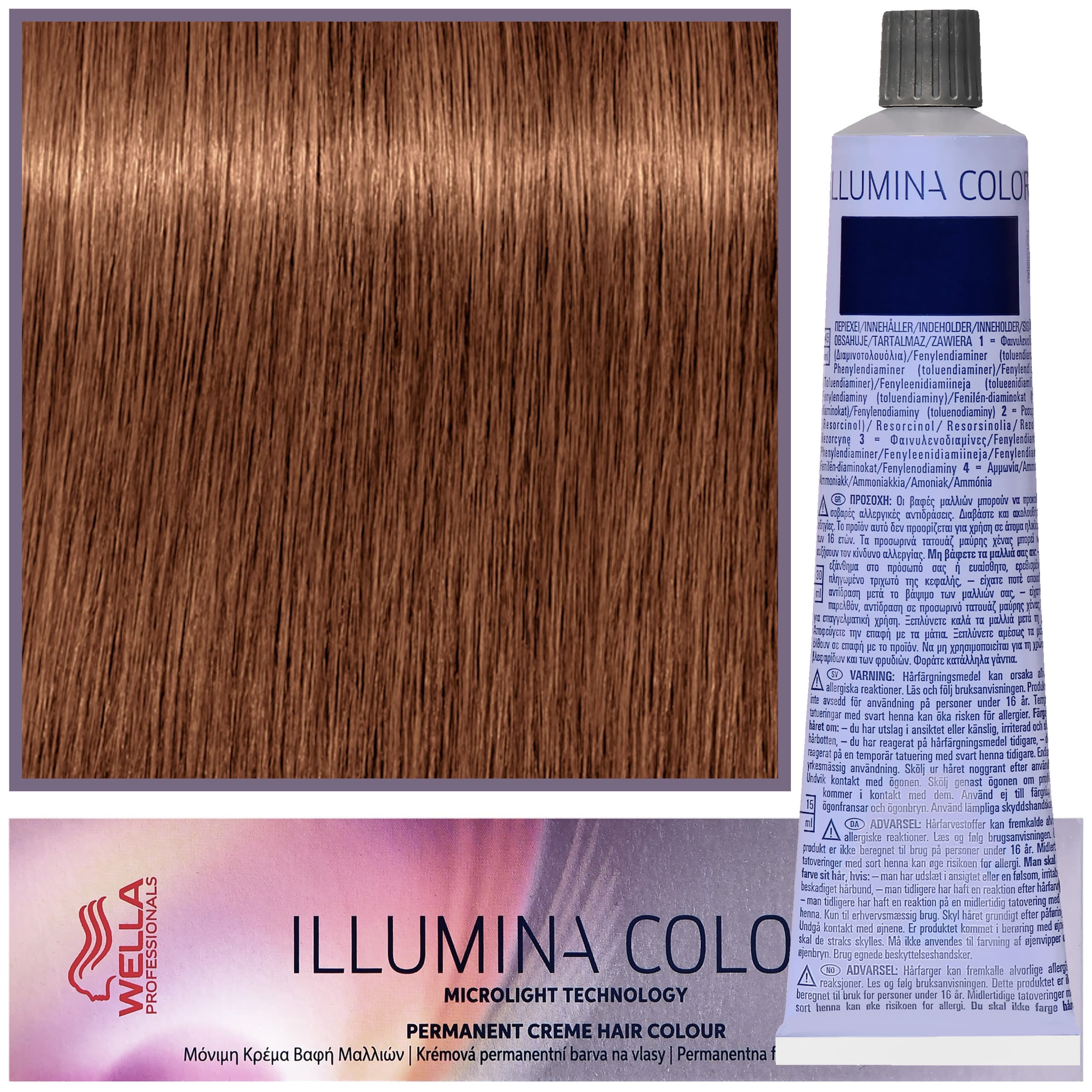 Illumina Color - profesjonalna farba do włosów, 7/35 - Średni Złoto Fioletowy Blond