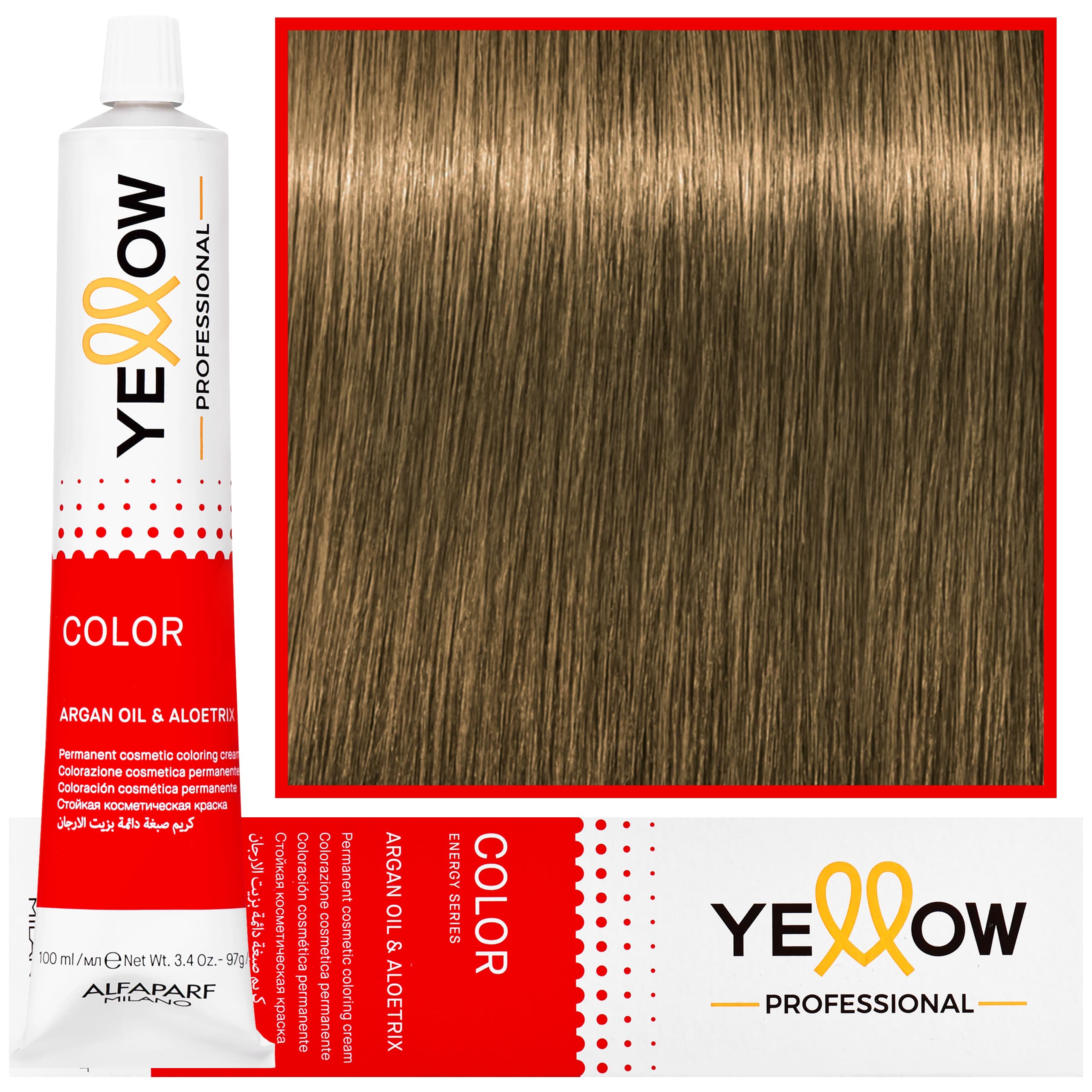 Yellow - trwała farba do włosów z aloesem i kiełkami pszenicy, 8 | Jasny Naturalny Blond