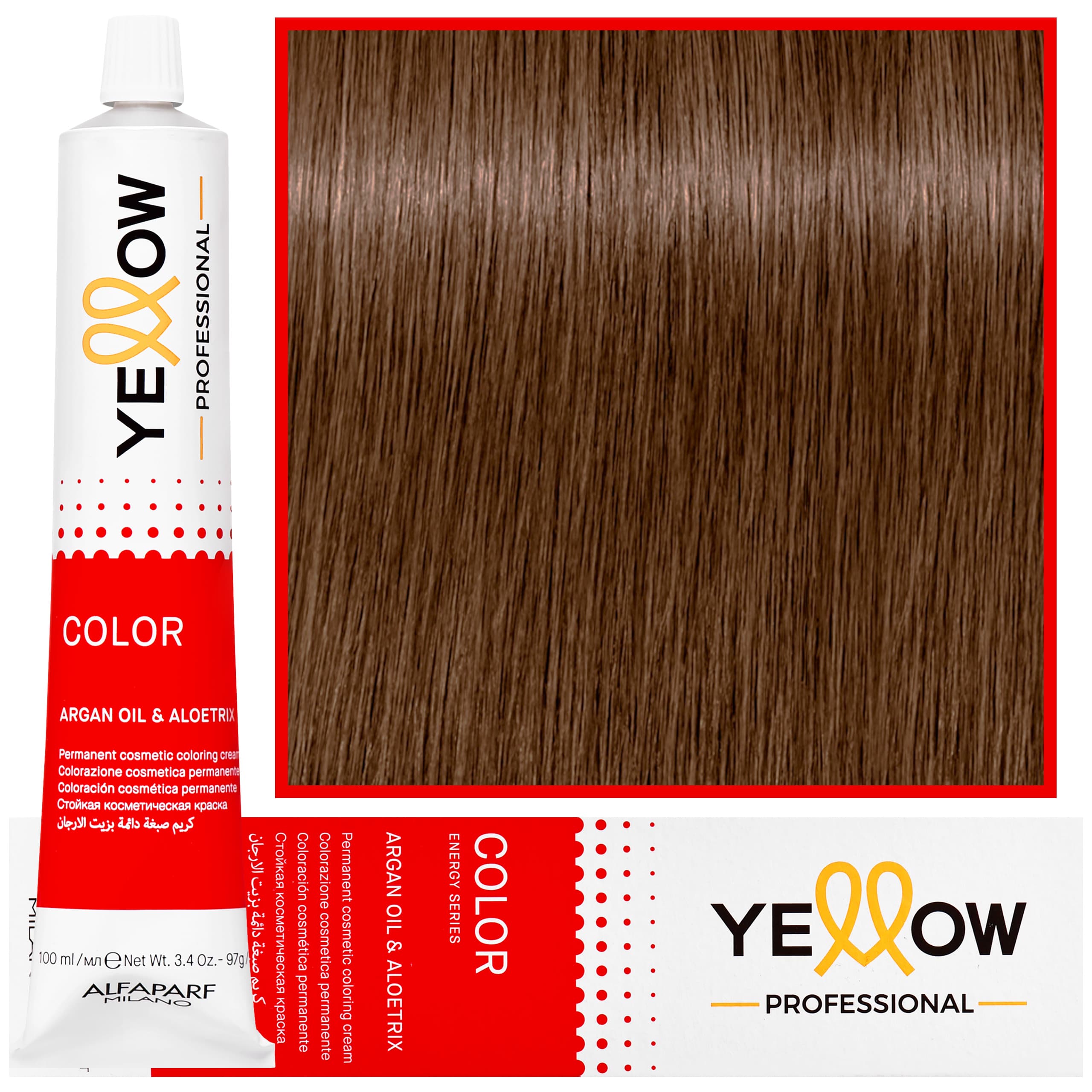 Yellow - trwała farba do włosów z aloesem i kiełkami pszenicy, 7 Cool | Zimny Średni Naturalny Blond
