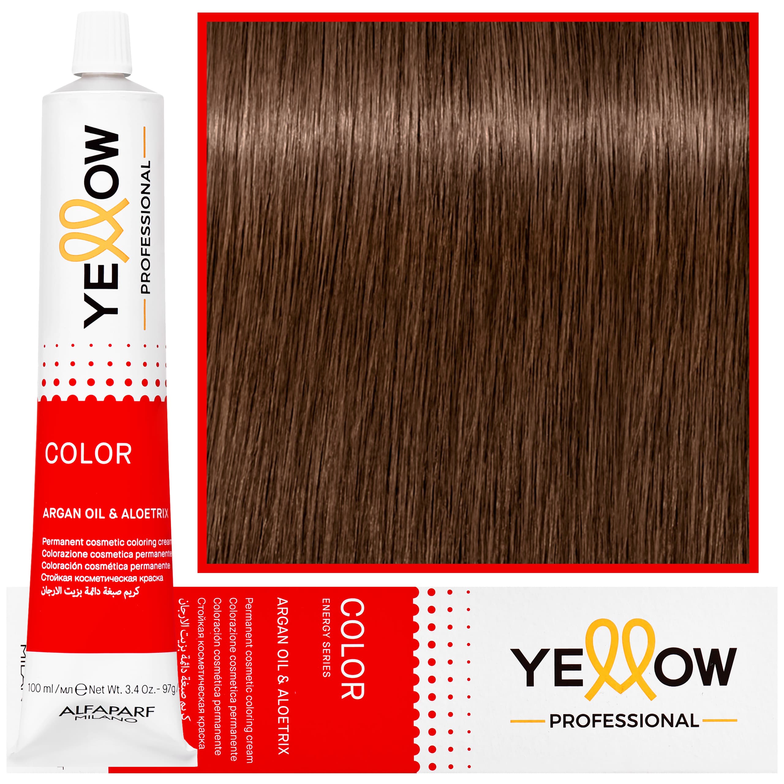 Yellow - trwała farba do włosów z aloesem i kiełkami pszenicy, 7 | Średni Naturalny Blond