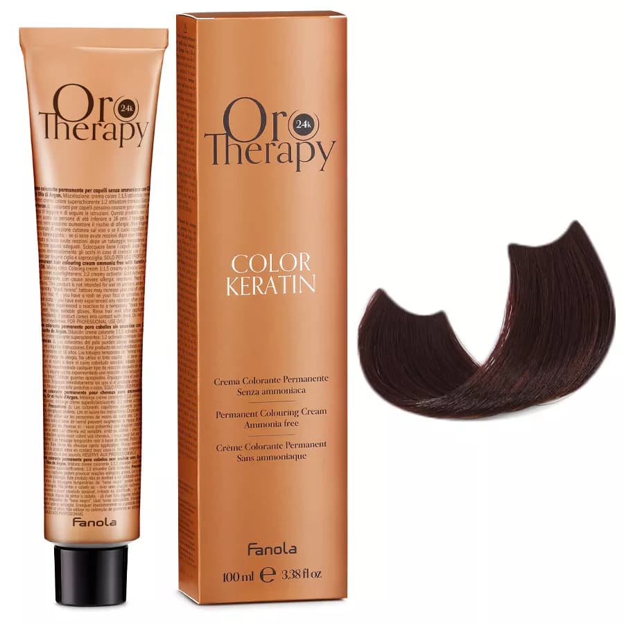 Oro Therapy Color Keratin, farba do trwałej koloryzacji bez amoniaku, 4.5