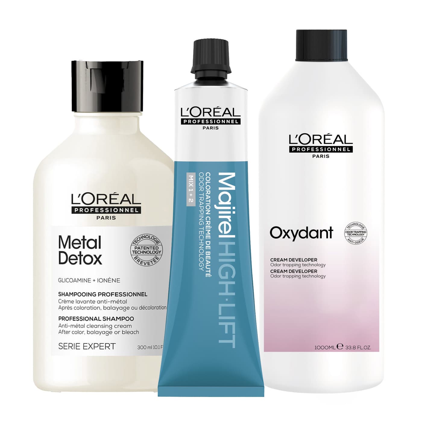 Loreal Majirel High Lift, zestaw do koloryzacji: farba + oxydant + szampon