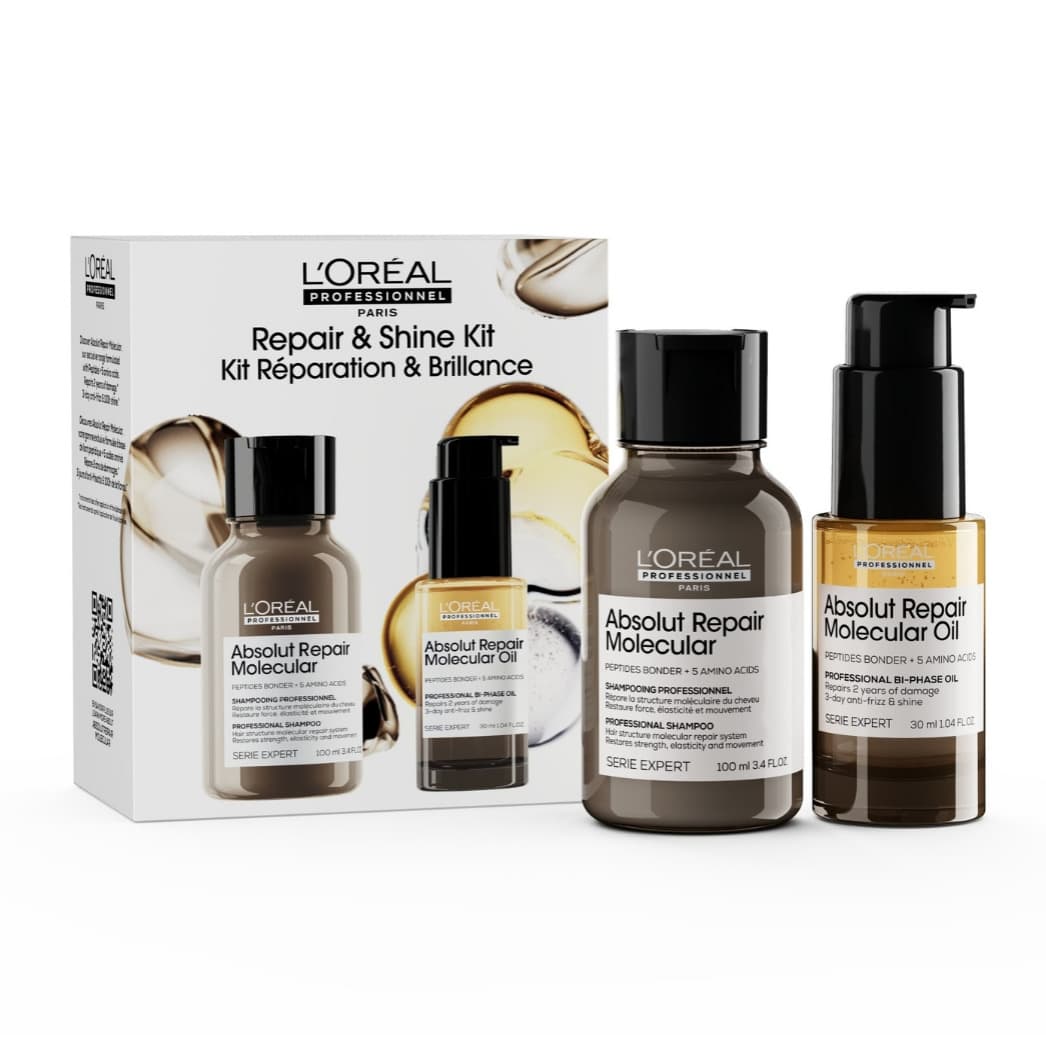 Loreal Absolut Repair Molecular Duo Set, zestaw do włosów, szampon + olejek, +