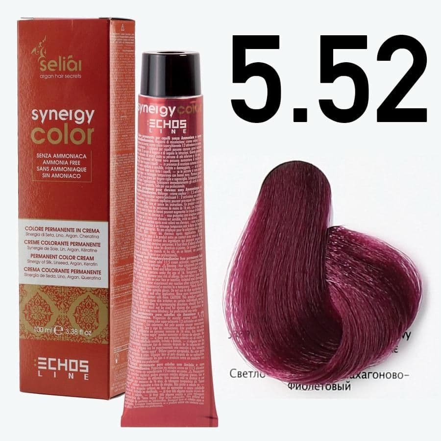 Seliar Synergy Color, farba do włosów bez amoniaku, 5.52 Light Chestnut Mahogany Violet