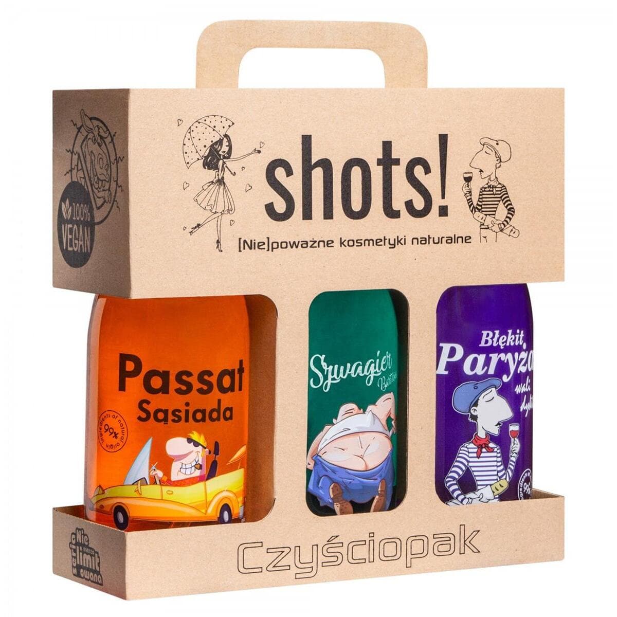 Shots! Czyściopak, zestaw żeli pod prysznic dla mężczyzn