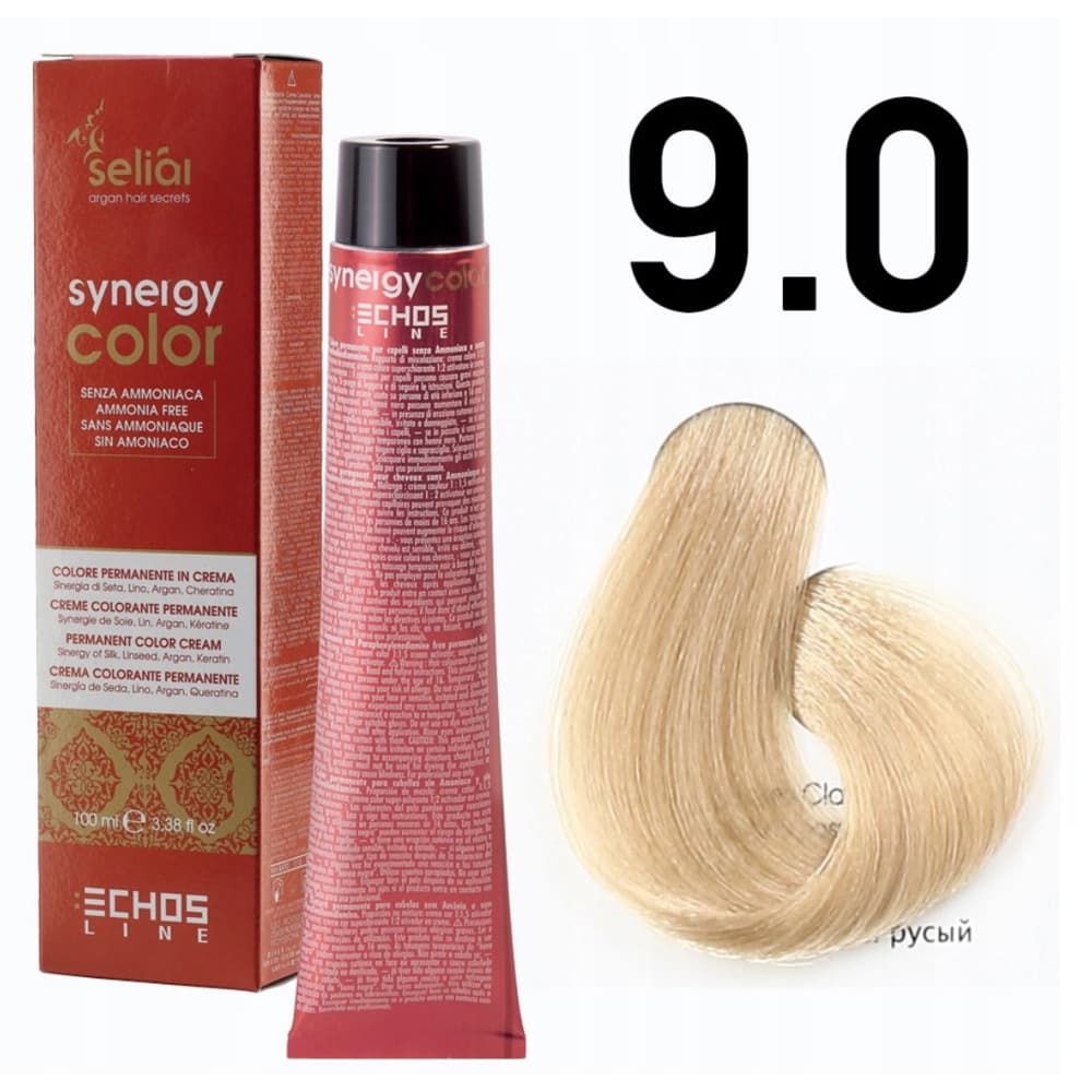 Seliar Synergy Color, farba do włosów bez amoniaku, 9.0 Very Light Blonde