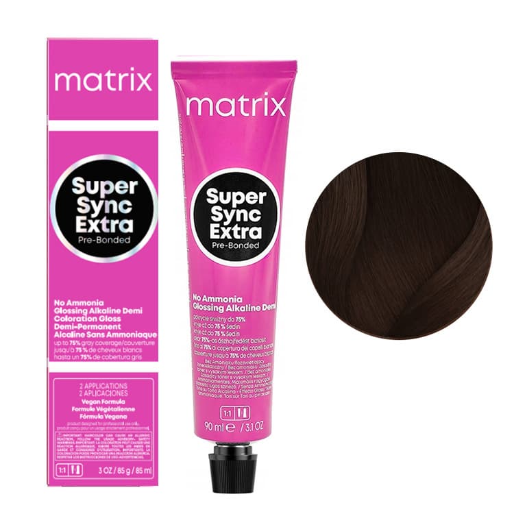 Super Sync Extra Pre-Bonded, krem do koloryzacji ton w ton, 4NN/4.00