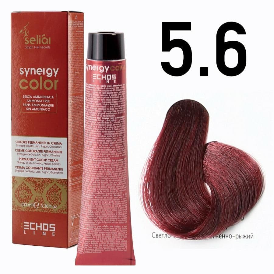 Seliar Synergy Color, farba do włosów bez amoniaku, 5.6 Light Chestnut Red