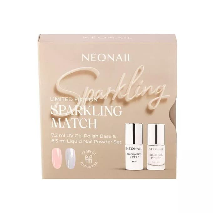 Sparkling Match, zestaw baza hybrydowa i pyłek do paznokci, +
