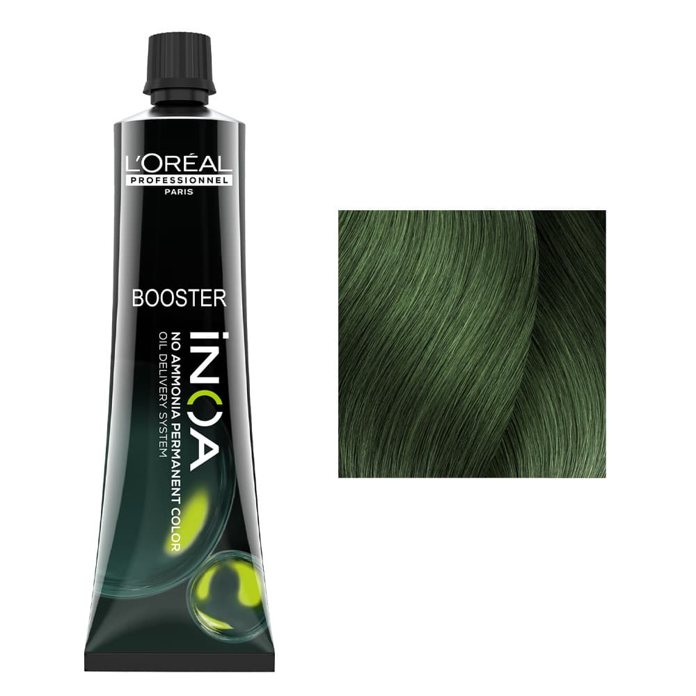 Loreal Inoa, farba booster do włosów w kremie bez amoniaku, zielony