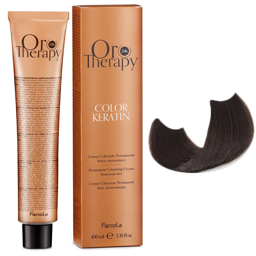 ORO THERAPY COLOR KERATIN Farba do włosów bez amoniaku - 4.14