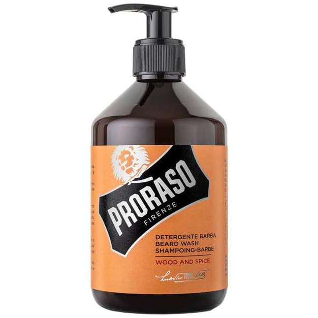 Szampon do brody Proraso Wood Spice butelka z pompką bez Sls Sles