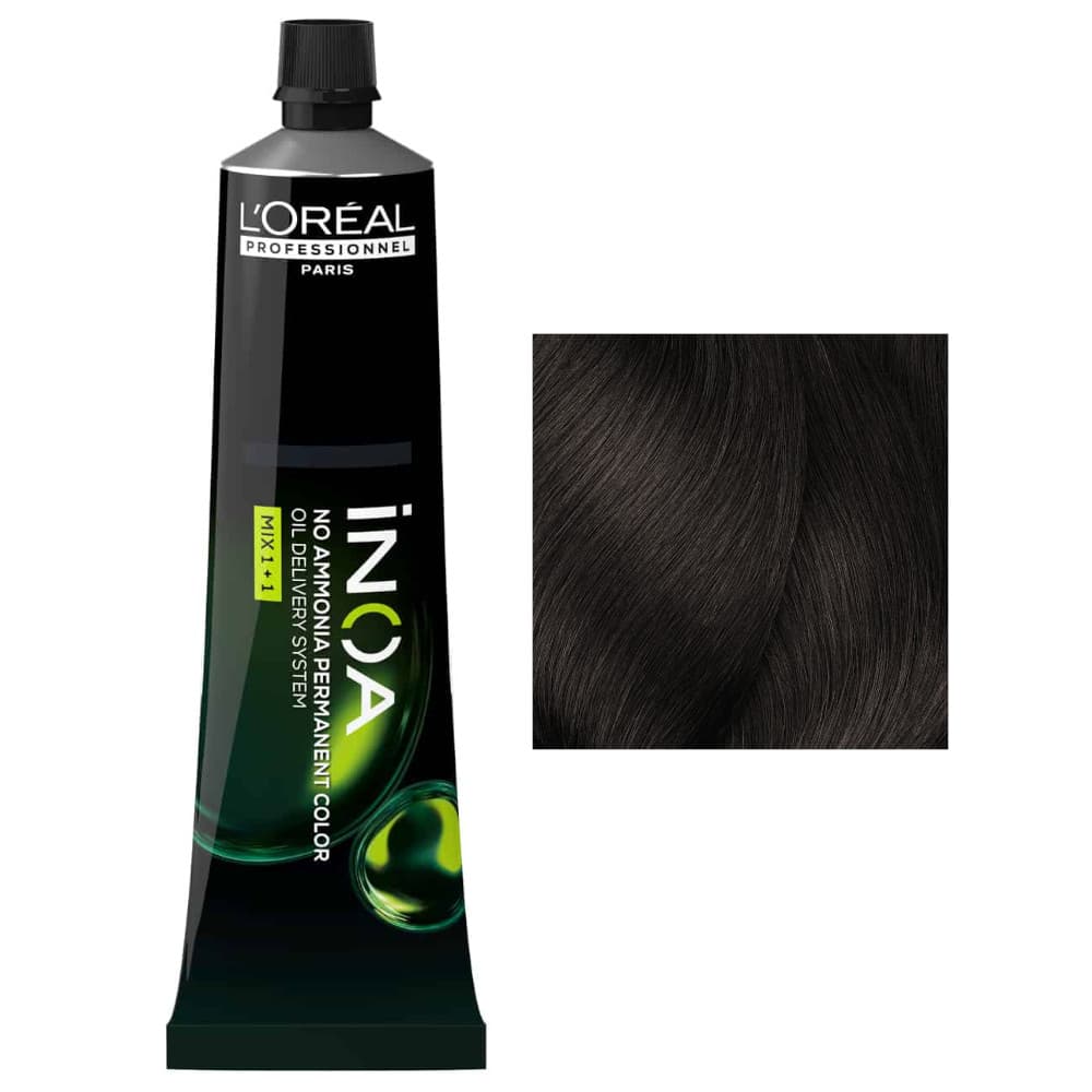 Loreal Inoa, farba do włosów w kremie bez amoniaku, 4.15