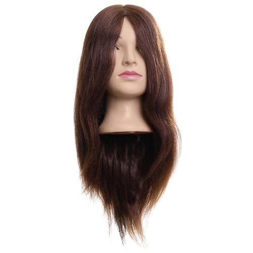 główka fryzjerska, treningowa Lina, włosy naturalno-syntetyczne, brązowe, 50cm
