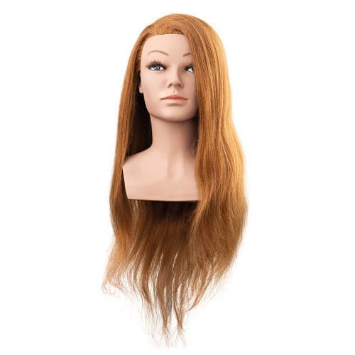 główka fryzjerska, treningowa Mila, włosy ludzkie, jasny brąz, 60cm