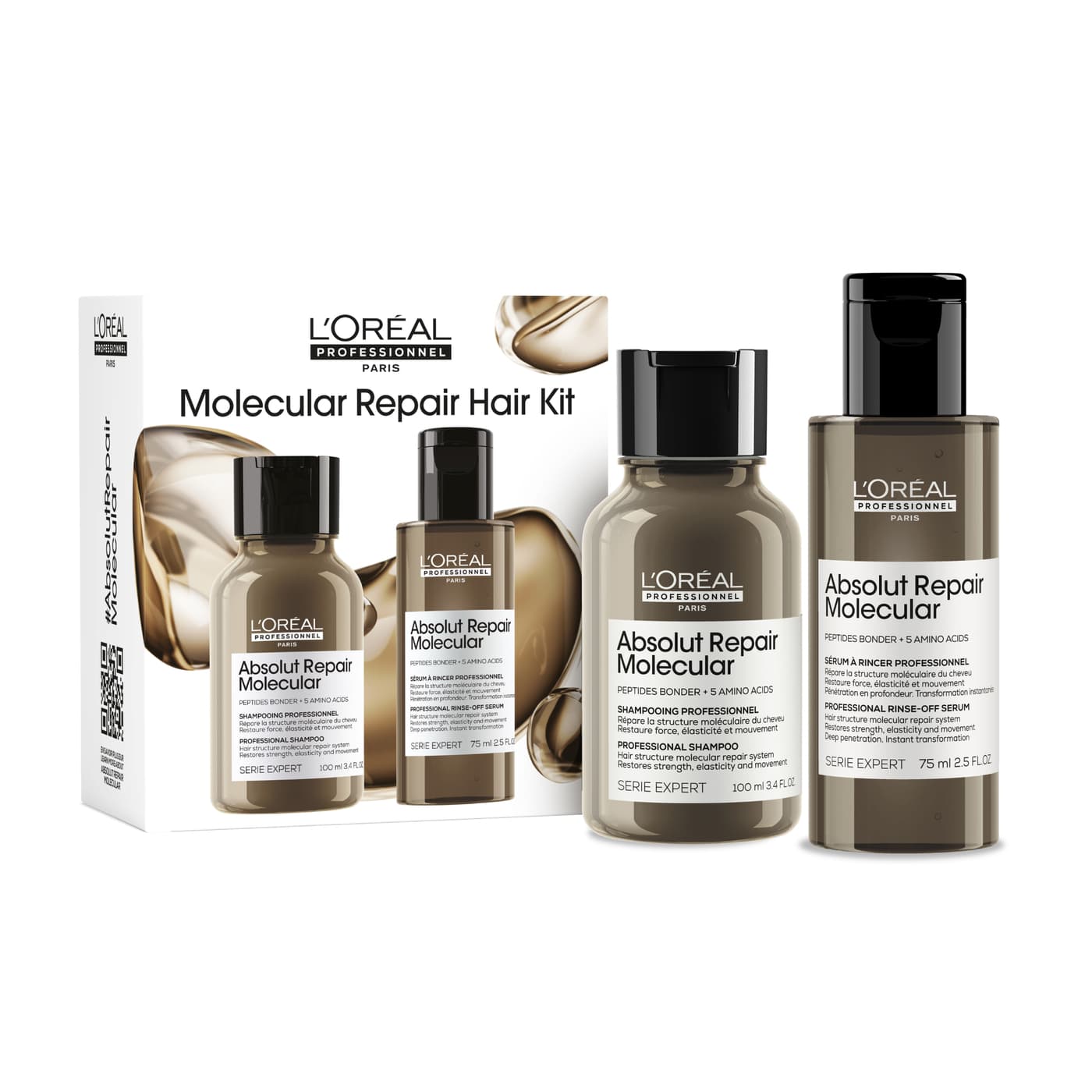 Absolut Repair Molecular | Zestaw do włosów zniszczonych: szampon + serum