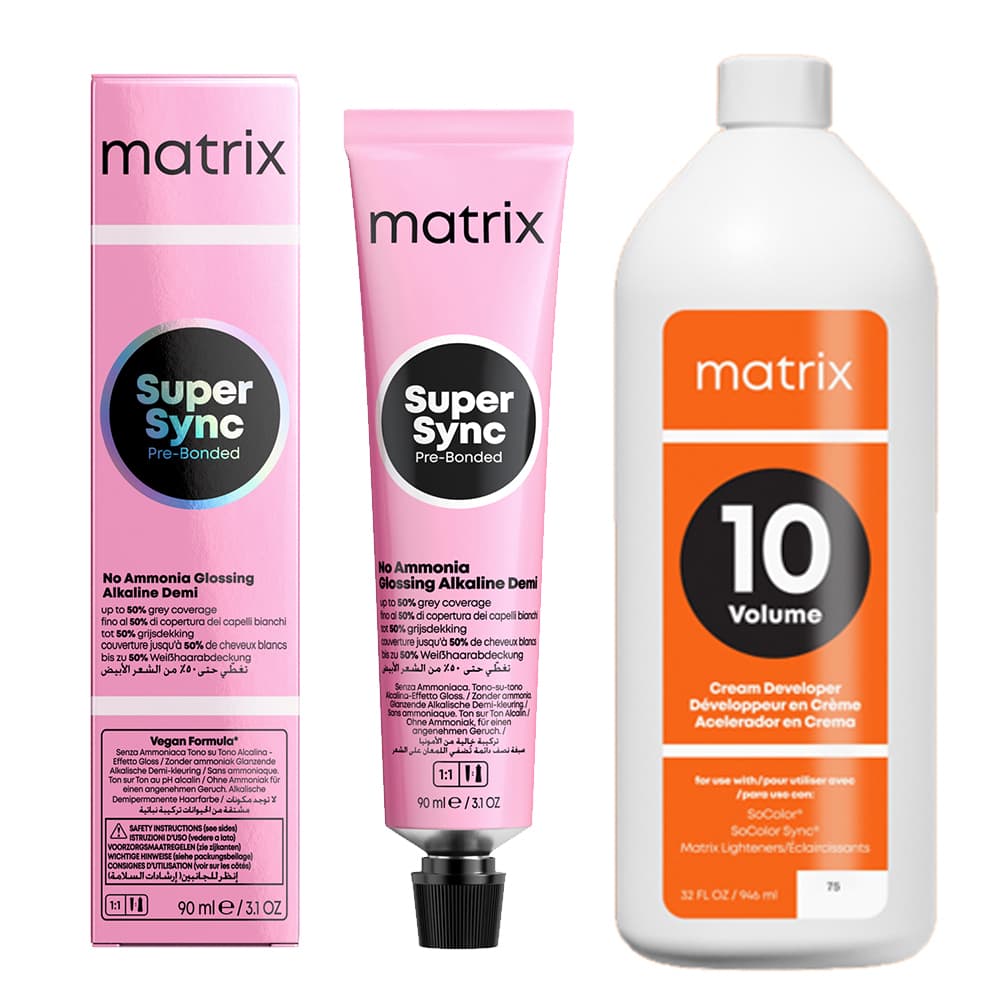 Super Sync Pre-Bonded, zestaw do koloryzacji: toner + oxydant