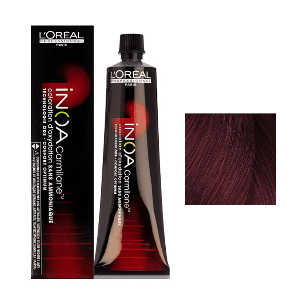 Loreal Inoa CARMILANE, farba do włosów w kremie bez amoniaku, czerwienie, 5.62 CARMILANE
