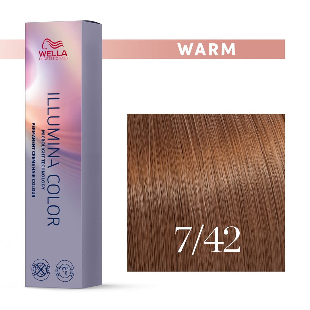 Wella Illumina, farba rozświetlająca, 7/42