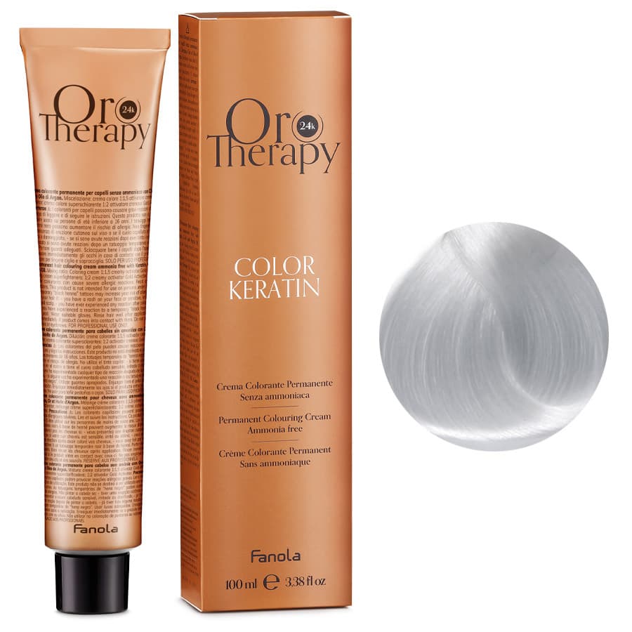Oro Therapy Color Keratin, farba do trwałej koloryzacji bez amoniaku, silver