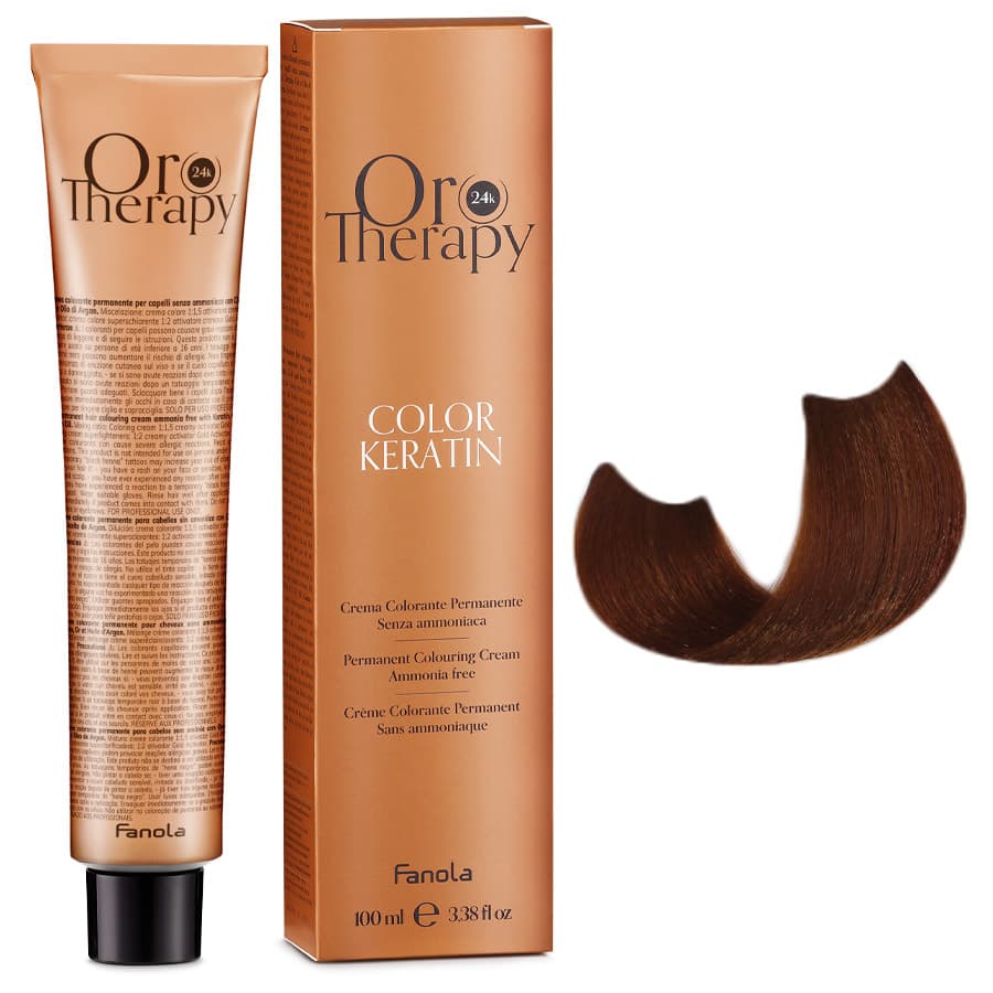 Oro Therapy Color Keratin, farba do trwałej koloryzacji bez amoniaku, 7.4