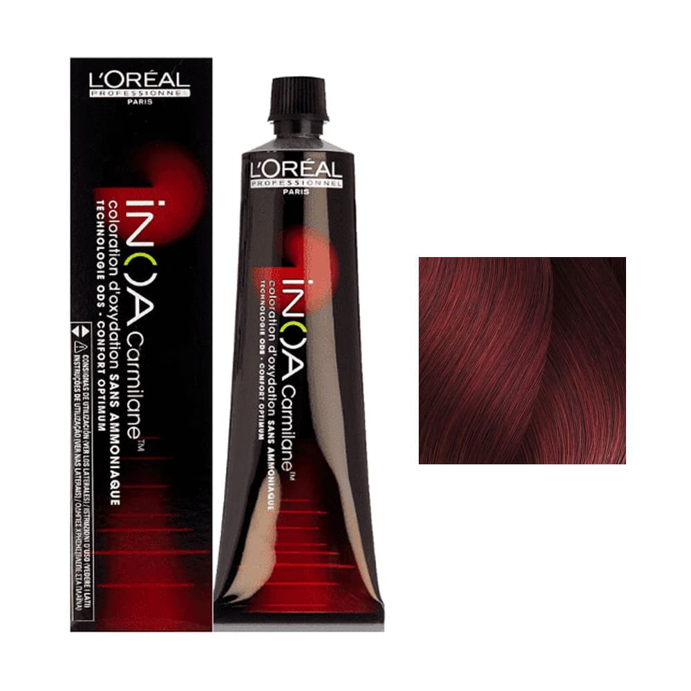 Loreal Inoa CARMILANE, farba do włosów w kremie bez amoniaku, czerwienie, 6.66 Carmilane