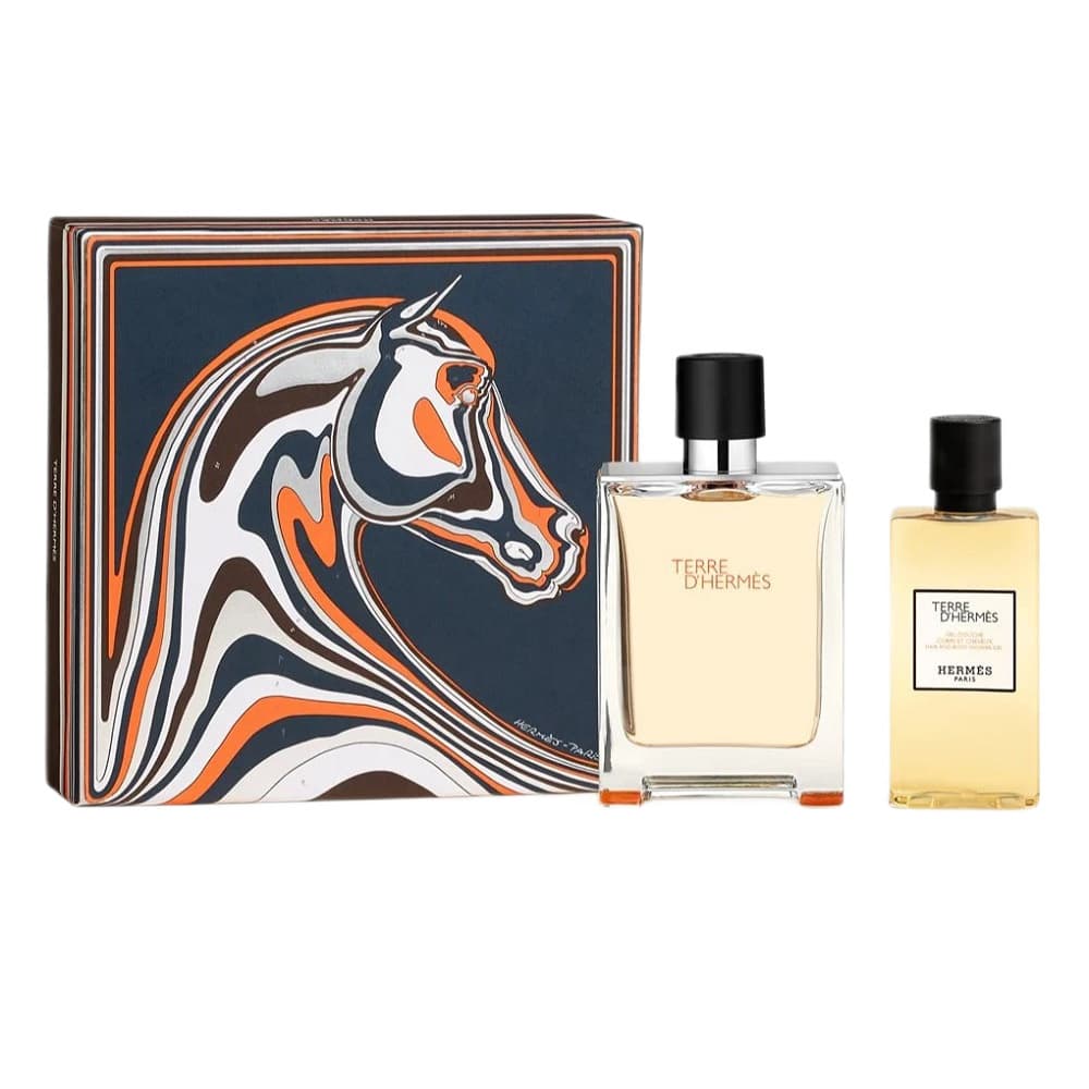 Terre D'Hermes zestaw dla mężczyzn woda toaletowa + żel pod prysznic elegancki prezent