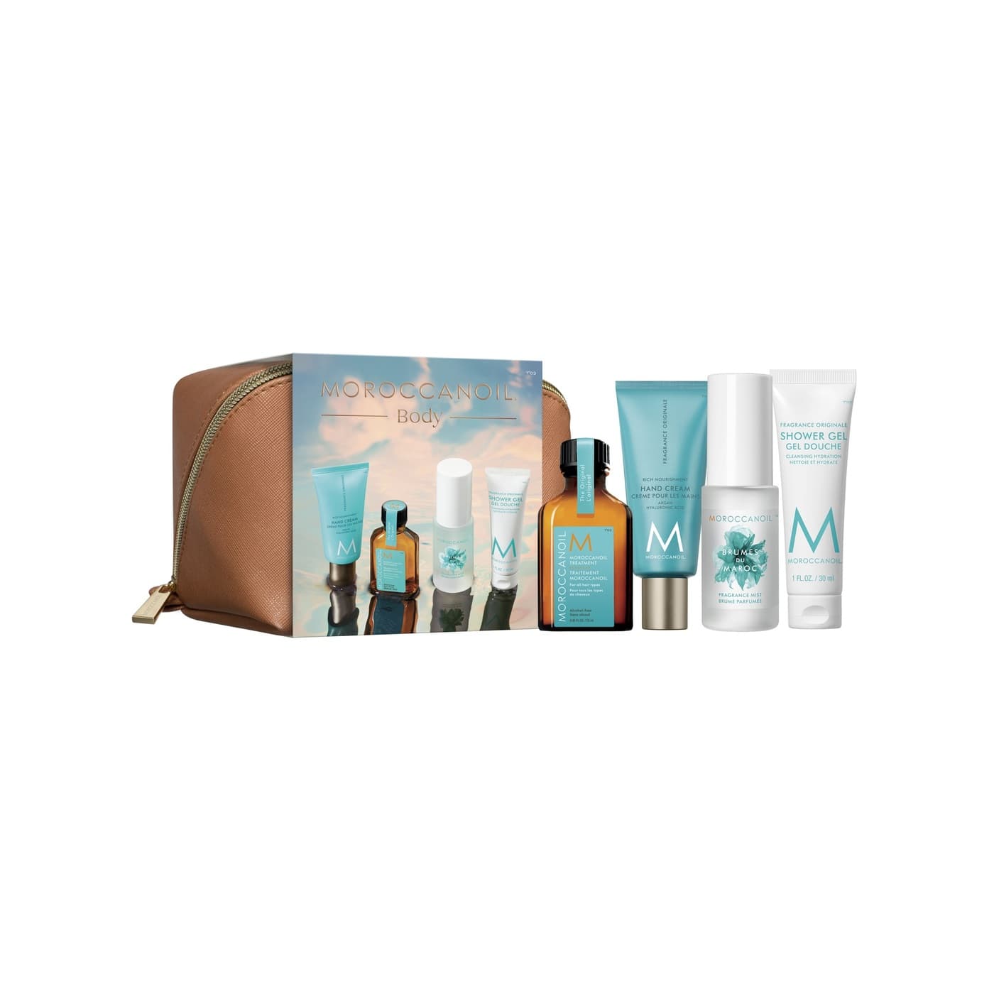 Body Travel Kit | Zestaw podróżny do pielęgnacji ciała: olejek + mgiełka + krem do ciała + żel pod prysznic