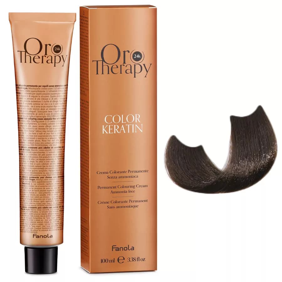 Oro Therapy Color Keratin, farba do trwałej koloryzacji bez amoniaku, 7.13