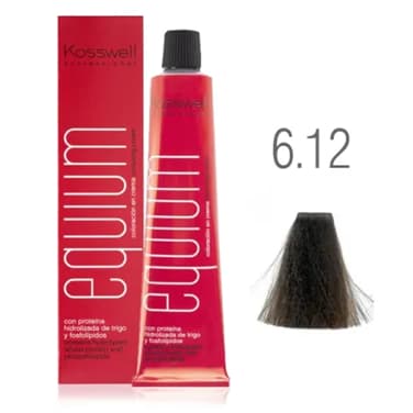 Equium 6.12, Profesjonalna farba do włosów, ciemny popielaty blond opalizujący