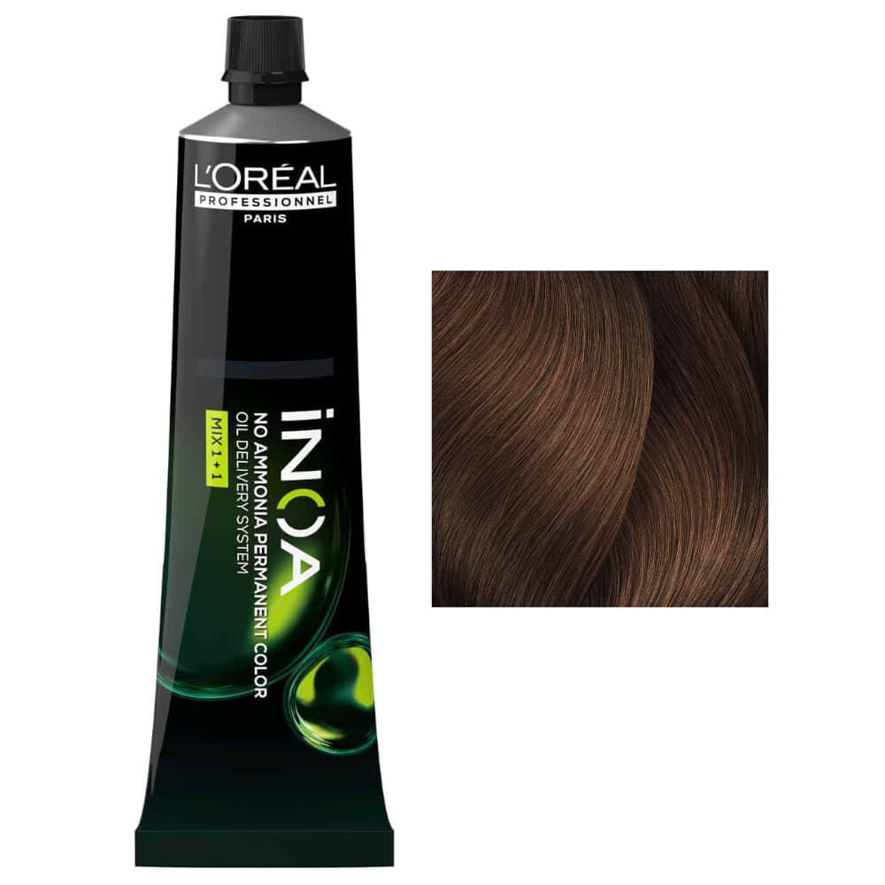 Loreal Inoa, farba do włosów w kremie bez amoniaku, 5.4