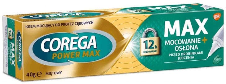 Corega Max Mocowanie + Osłona miętowy krem do protez