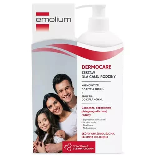 Emolium Dermocare Kremowy żel do mycia + Emulsja do ciała
