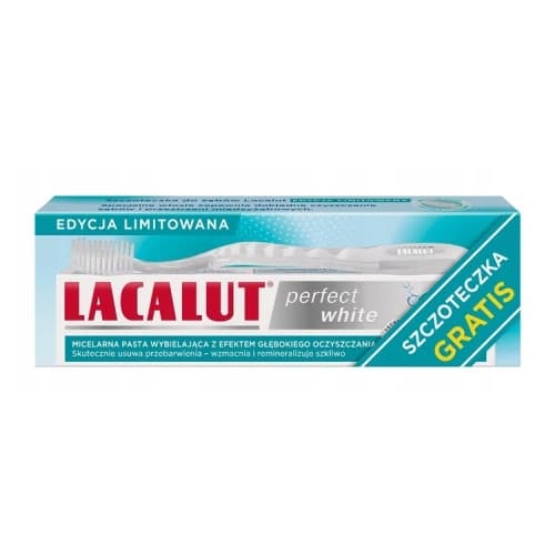Lacalut Perfect White pasta do zębów + szczoteczka do zębów
