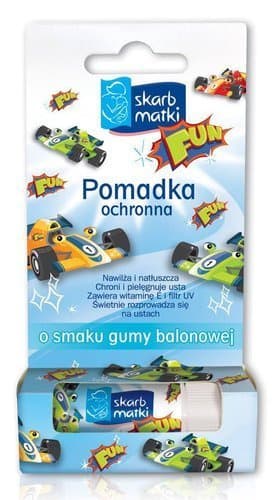 Pomadka ochronna o smaku gumy balonowej dla dzieci (w wyścigówki)