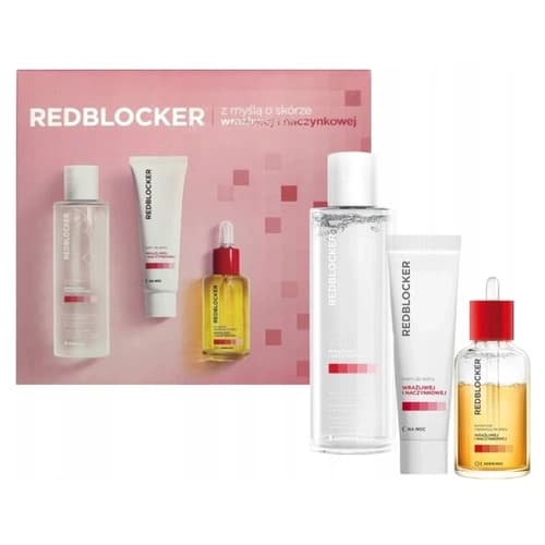 REDBLOCKER Zestaw koncentrat naprawczy + Krem na noc + Płyn micelarny