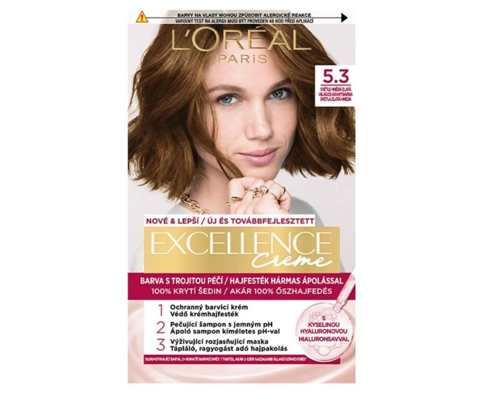Farba do trwałej koloryzacji włosów Loréal Excellence 5.3 jasny złocisty brąz