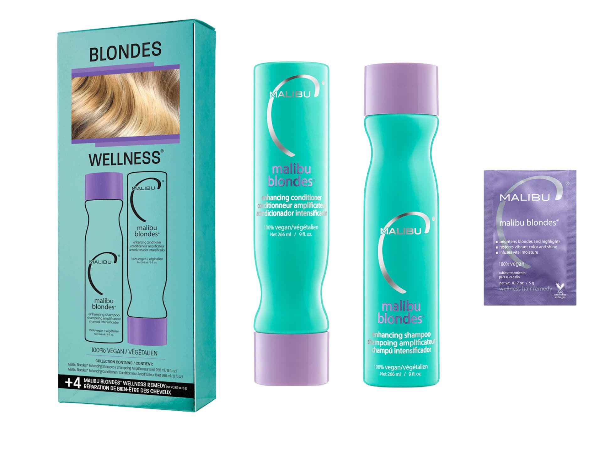 Zestaw przywracający blask włosom blond Malibu C Blondes Wellness