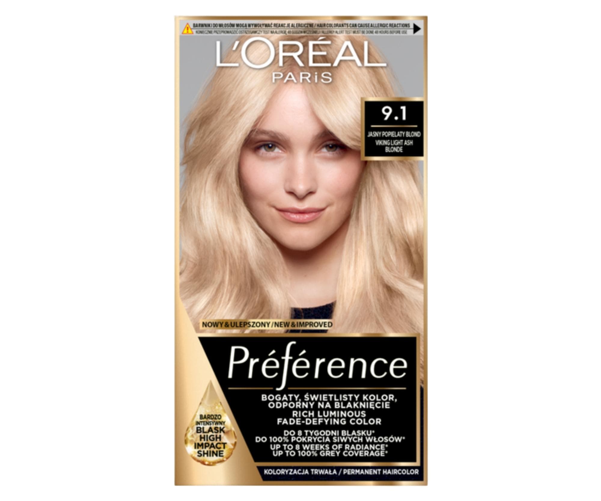 Farba do trwałej koloryzacji Loréal Préférence 9.1 Oslo bardzo jasny popielaty blond