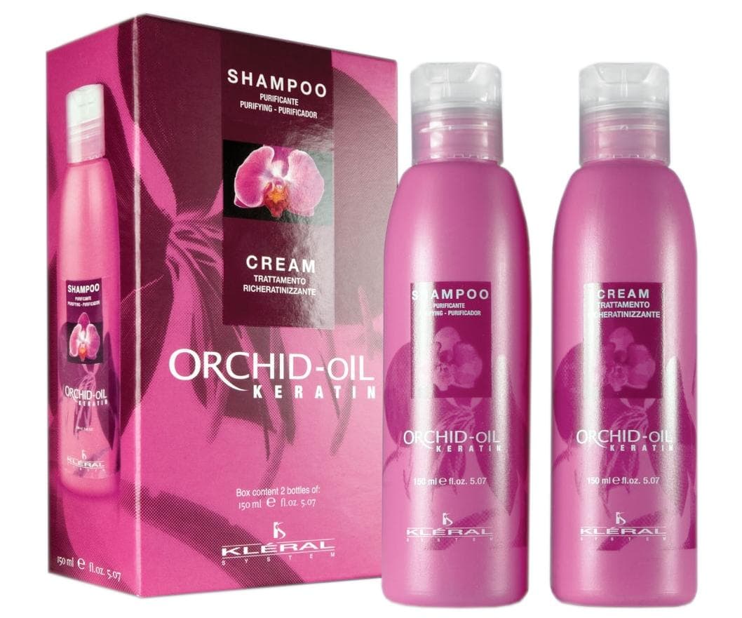 Zestaw nawilżający do włosów zniszczonych Kléral Orchid-Oil Keratin - szampon + maska
