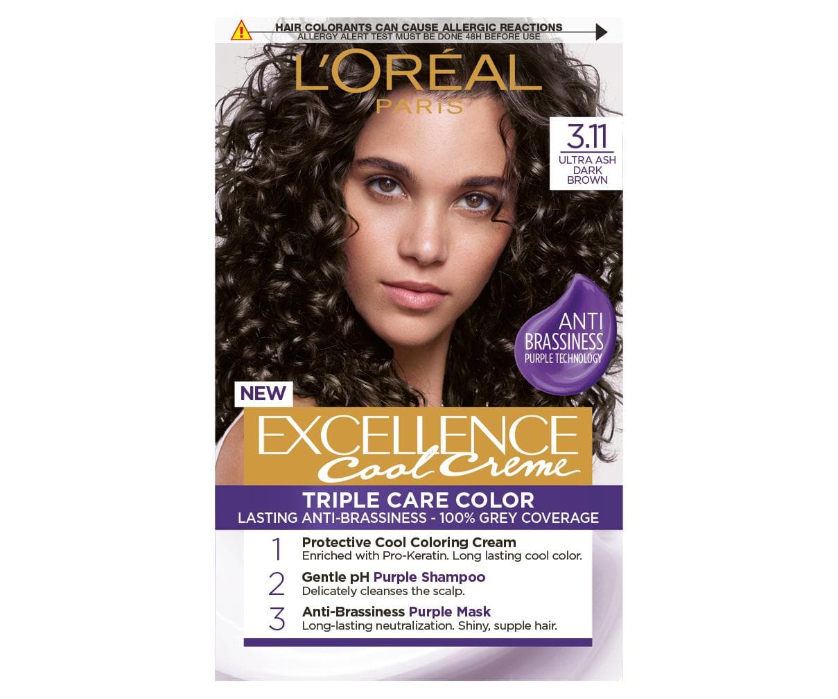 Farba do trwałej koloryzacji włosów Loréal Excellence Cool Creme 3.11 ultrapopielaty ciemny brąz