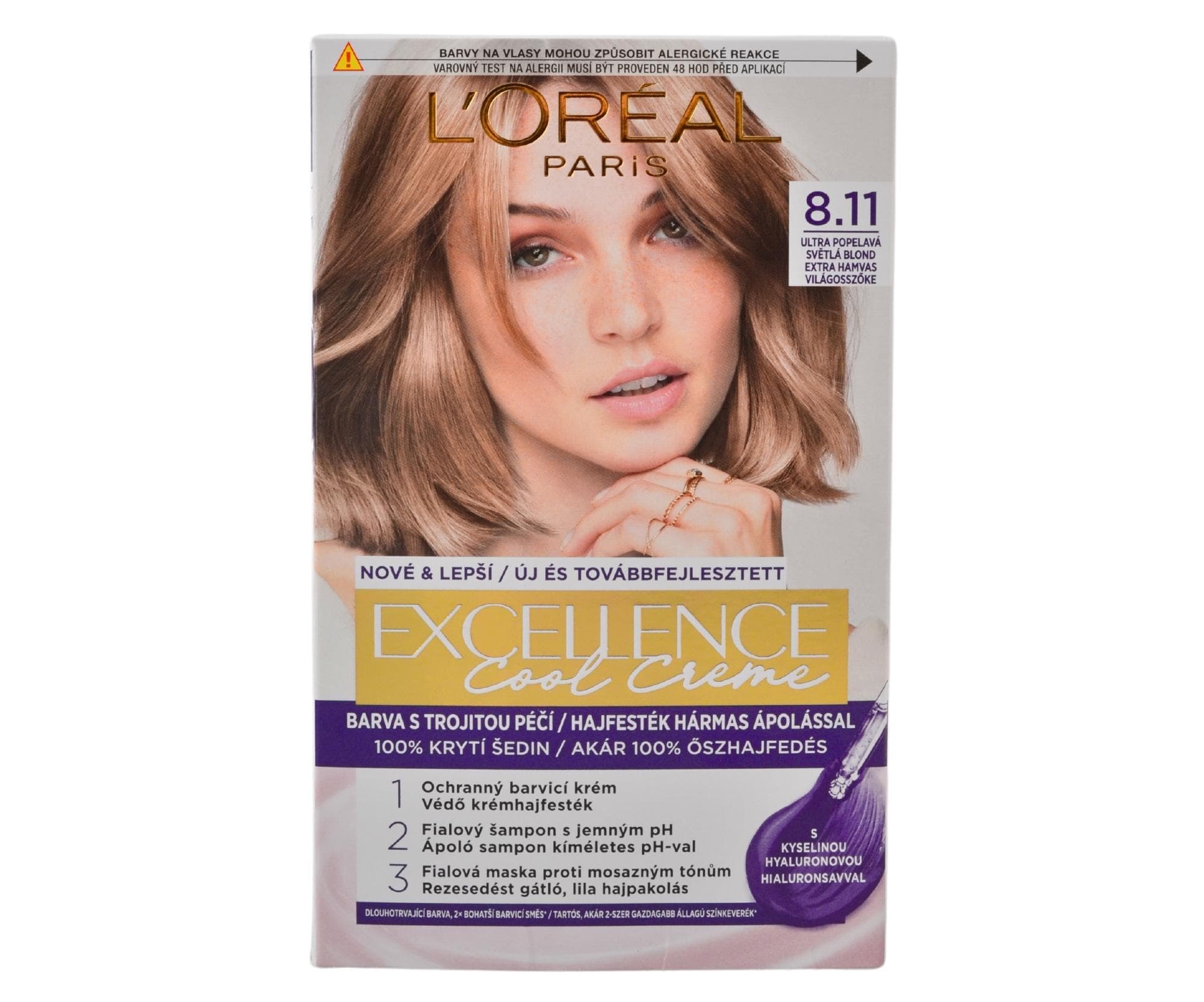 Farba do trwałej koloryzacji włosów Loréal Excellence Cool Creme 8.11 ultrapopielaty jasny blond