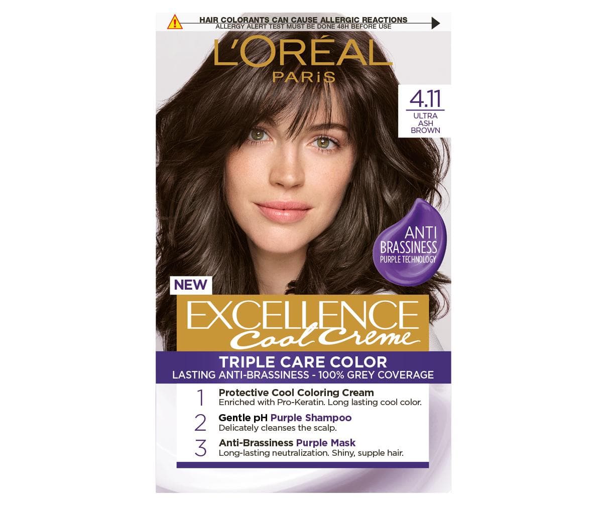Farba do trwałej koloryzacji włosów Loréal Excellence Cool Creme 4.11 ultrapopielaty brąz
