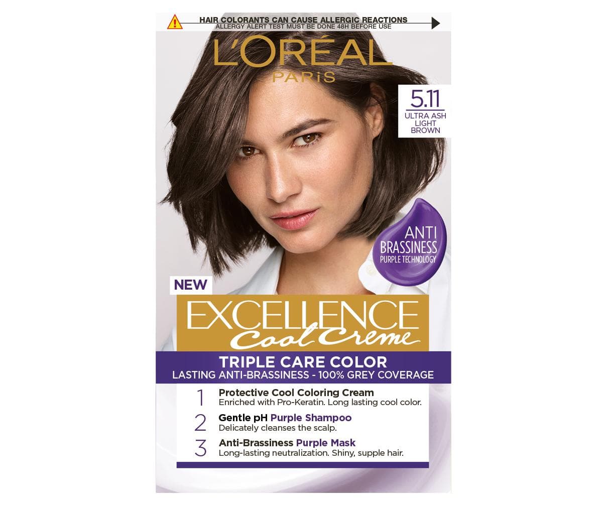 Farba do trwałej koloryzacji włosów Loréal Excellence Cool Creme 5.11 ultrapopielaty jasny brąz