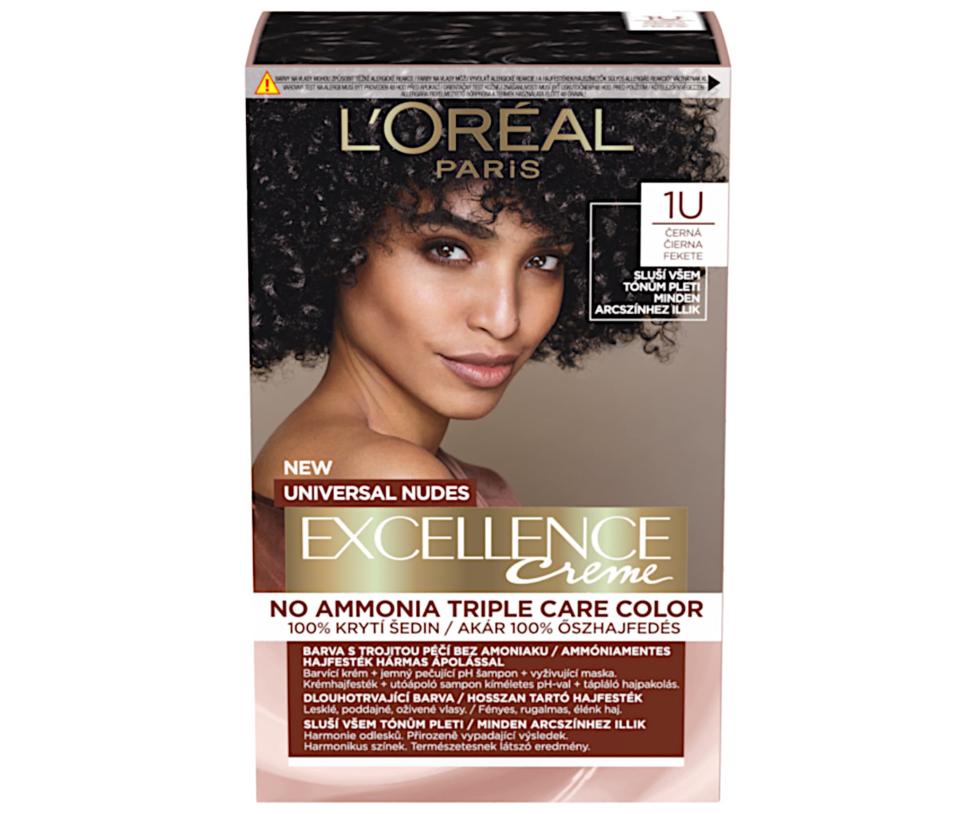 Farba do trwałej koloryzacji włosów Loréal Excellence Universal Nudes 1U czerń