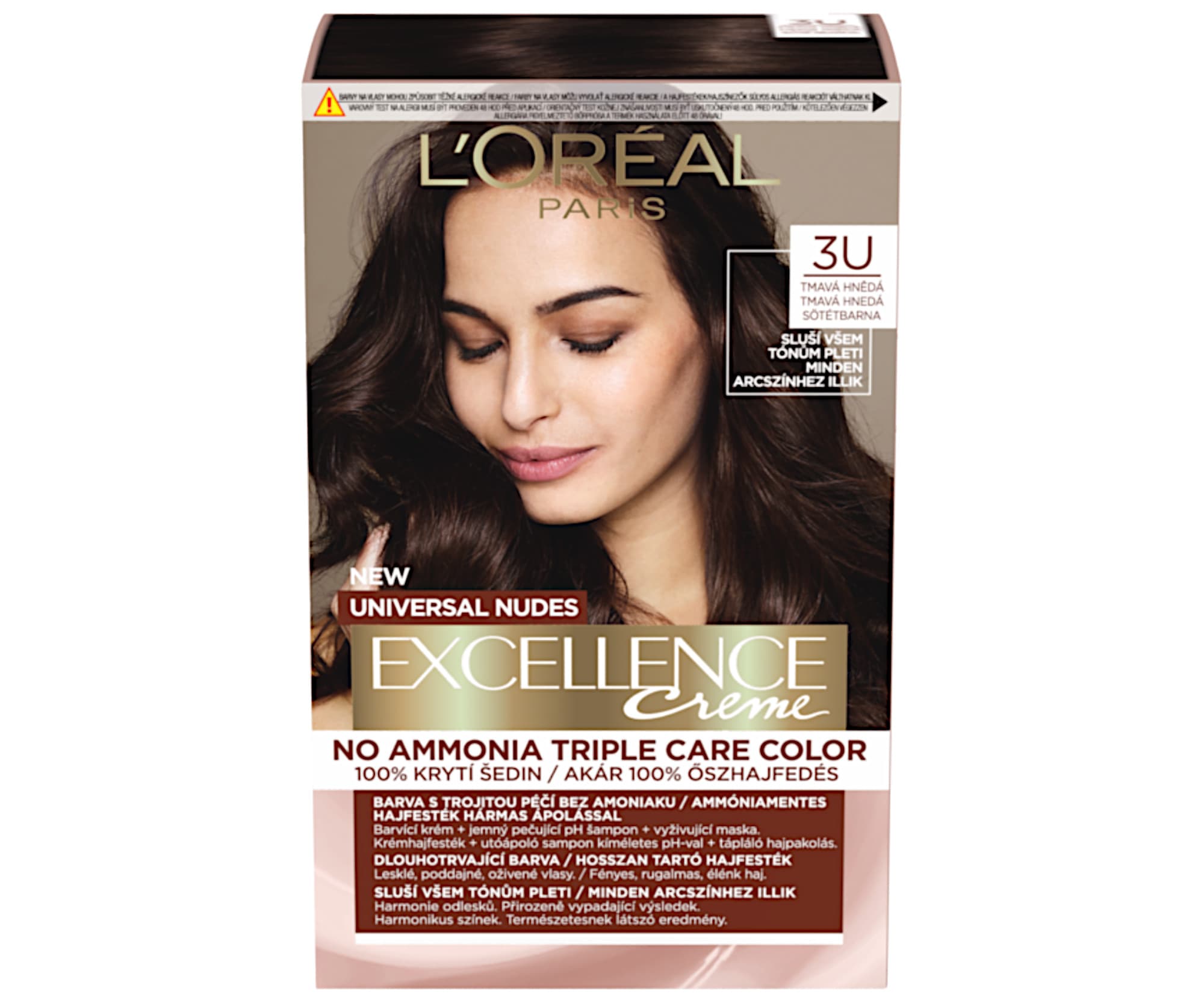 Farba do trwałej koloryzacji włosów Loréal Excellence Universal Nudes 3U ciemny brąz