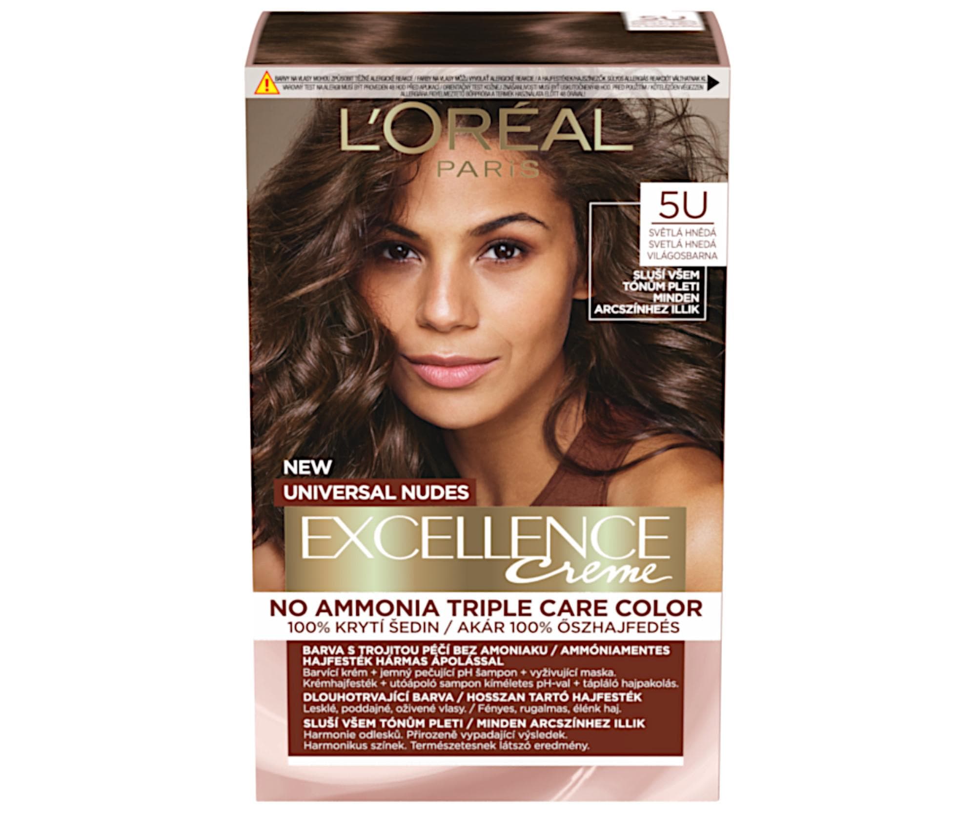 Farba do trwałej koloryzacji włosów Loréal Excellence Universal Nudes 5U jasny brąz