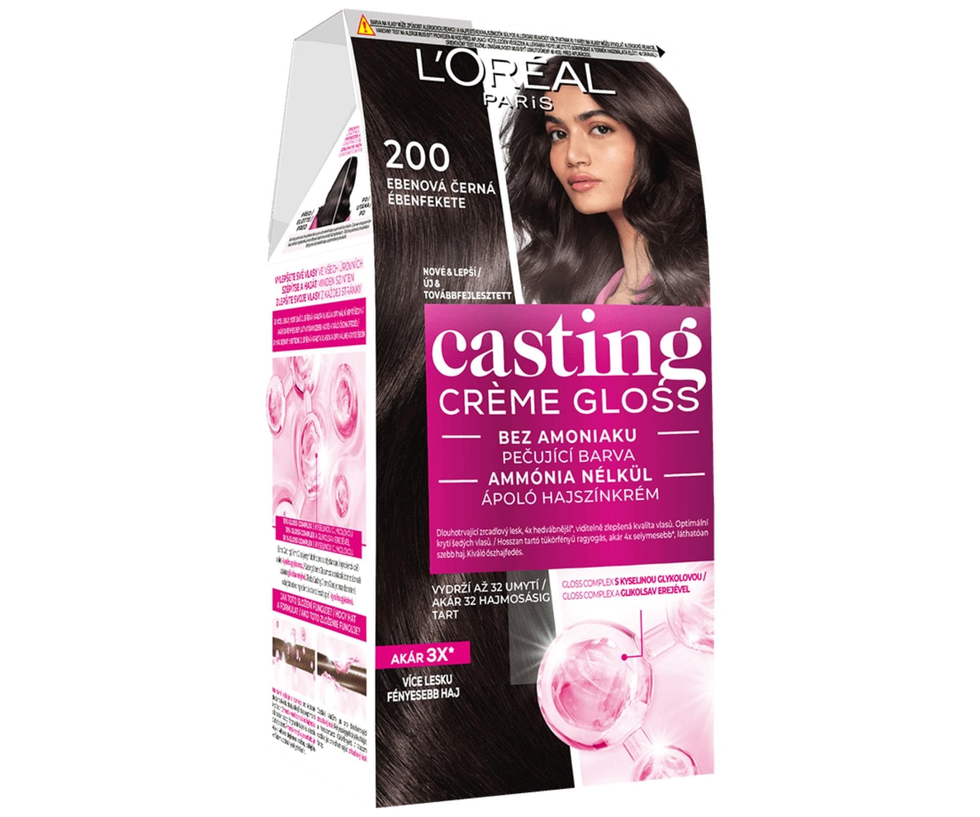 Farba do włosów bez amoniaku Loréal Casting Créme Gloss - 200 hebanowa czerń