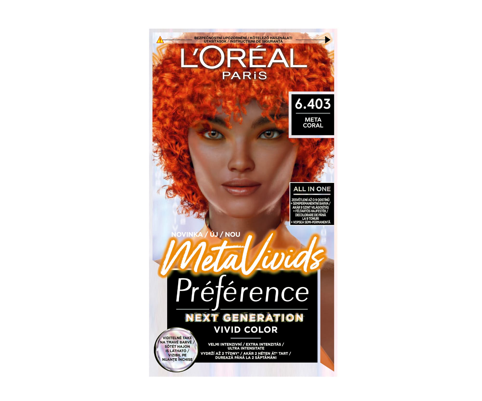 Rozjaśniacz i farba do włosów Loréal Paris Préférence Meta Vivids - 6.403 meta coral - intensywna miedziana