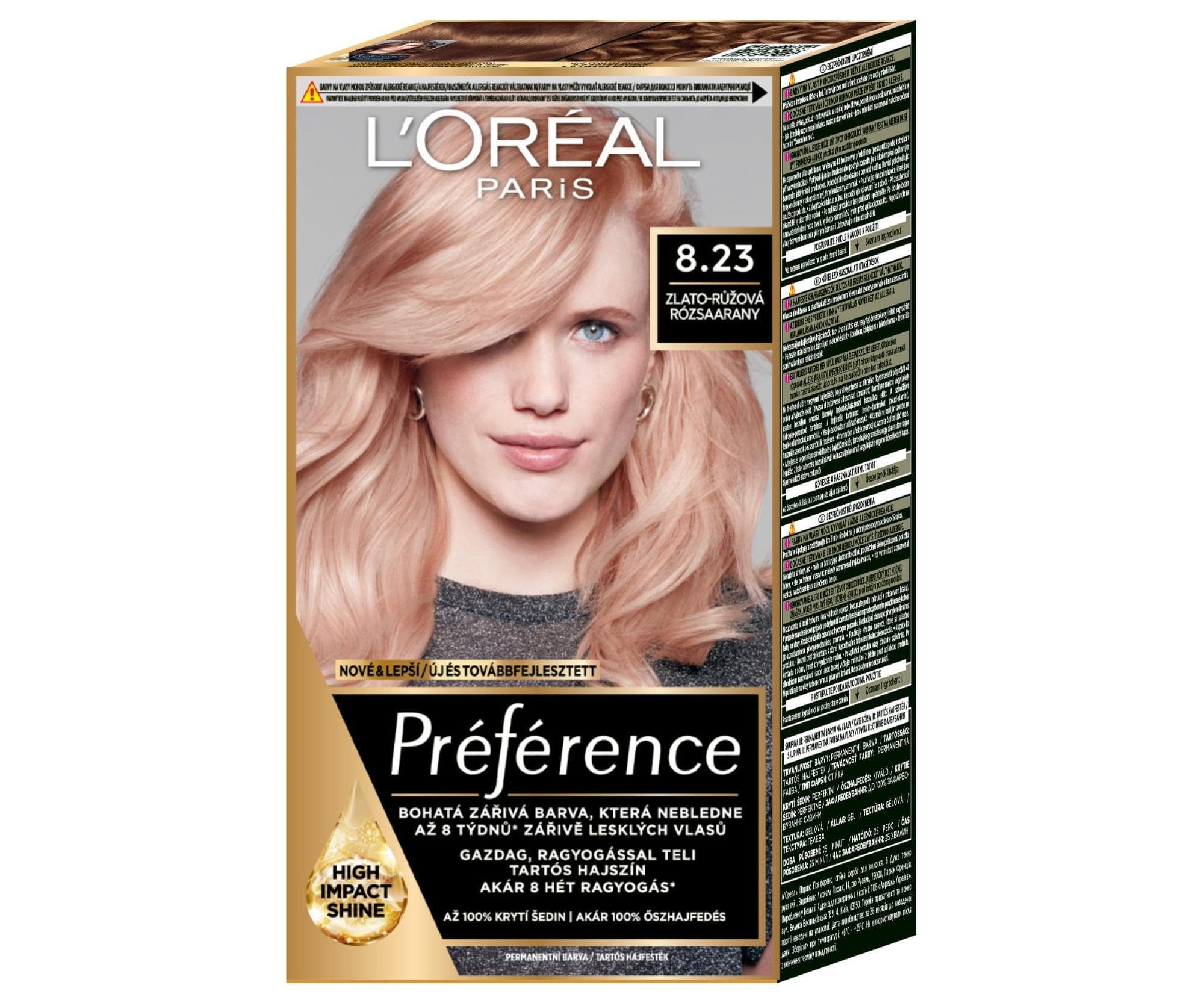 Farba do trwałej koloryzacji Loréal Préférence 8.23 złoto-różowa